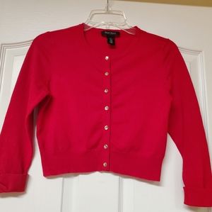 Red bow cardigan sweater